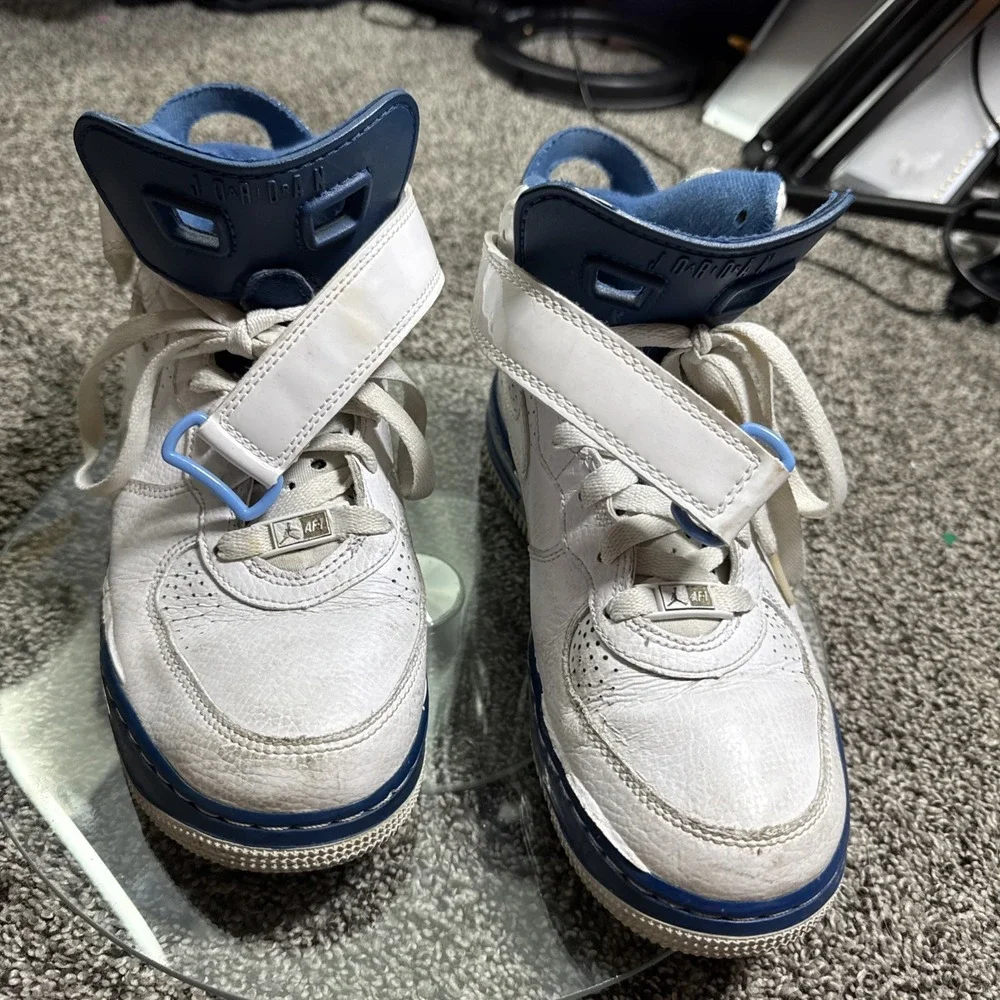 Nike Air Force 1 AF1 Jordan Jumpman Shoes Kids 5.5 Y White Blue 343096-142